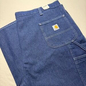 Carhartt B42 Mens Blue Denim Jeans Carpenter  Dungaree Work Pants 46x30 New